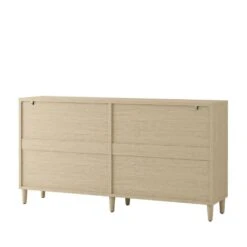 70in.Rattan Buffet Cabinet: 4-Doors, Adjustable Shelves (Easy Assembly) In Natural -Tahanbath natural tahanbath pantry organizers z w757127559 fa 1000