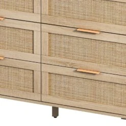 43.31 In. 6-Drawers Rattan Storage Cabinet Rattan Drawer, For Bedroom, Living Room, Natural -Tahanbath natural tahanbath pantry organizers z w75784347 44 1000