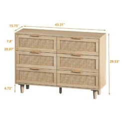 43.31 In. 6-Drawers Rattan Storage Cabinet Rattan Drawer, For Bedroom, Living Room, Natural -Tahanbath natural tahanbath pantry organizers z w75784347 76 1000