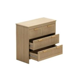 4 Drawers Rattan Cabinet, For Bedroom, Living Room, Dining Room, Hallways, Easy Assembly In Natural -Tahanbath natural tahanbath pantry organizers z w75784351 4f 1000