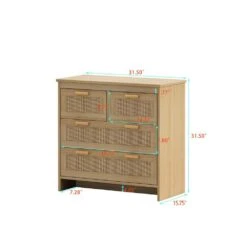 4 Drawers Rattan Cabinet, For Bedroom, Living Room, Dining Room, Hallways, Easy Assembly In Natural -Tahanbath natural tahanbath pantry organizers z w75784351 76 1000