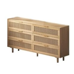 59.06 In. 6-Drawers Rattan Storage Cabinet Rattan Drawer, For Bedroom, Living Room, Natural -Tahanbath natural tahanbath pantry organizers z w757p151920 44 1000
