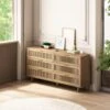 59.06 In. 6-Drawers Rattan Storage Cabinet Rattan Drawer, For Bedroom, Living Room, Natural