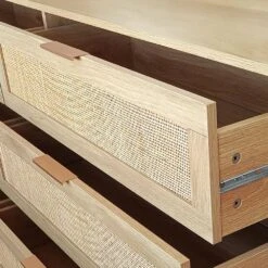 59.06 In. 6-Drawers Rattan Storage Cabinet Rattan Drawer, For Bedroom, Living Room, Natural -Tahanbath natural tahanbath pantry organizers z w757p151920 c3 1000