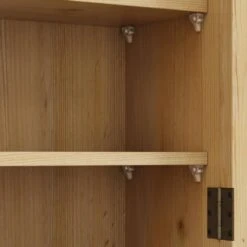 Vintage Glass Door Wall Cabinet With Storage & Towel Rack In Natural -Tahanbath natural tahanbath pantry organizers z w757p170145 1f 1000