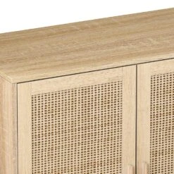 62.20"Elegant And Functional 4-Door Rattan Decorative Storage Cabinet, For Bedroom, Living Room, Office, In Natural -Tahanbath natural tahanbath pantry organizers z w757p190066 c3 1000