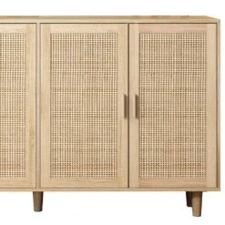 62.20"Elegant And Functional 4-Door Rattan Decorative Storage Cabinet, For Bedroom, Living Room, Office, In Natural -Tahanbath natural tahanbath pantry organizers z w757p190066 fa 1000