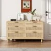 Natural Rattan 6-Drawer Dresser-Versatile Storage For Home