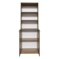 24.72 In. W X 11.77 In. D X 71.10 In. H Natural Wood Freestanding Linen Cabinet With 2-Door In Natural