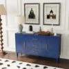 Functional 2-Door 3-Drawer Cabinet With Carved Effect, For Bedroom, Living Room, Office, Easy Assembly, Navy Blue