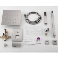 Single Handle 1-Spray Shower Faucet 2 1.8 GPM In Cement Nickel -Tahanbath nickel tahanbath shower faucets z tmsf10lyj 2w02bn 44 1000