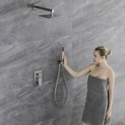 Single Handle 1-Spray Shower Faucet 2 1.8 GPM In Cement Nickel -Tahanbath nickel tahanbath shower faucets z tmsf10lyj 2w02bn 66 1000