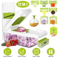 12-in-1 Vegetable Chopper With Container: Slicer, Dicer, Grater & More -Tahanbath no tahanbath cutting boards z d01027haa6v c3 1000