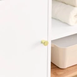 Colorblocking Storage Cabinet: Versatile Solid-Wood-Base Piece For Every Room In White -Tahanbath oak natural wood off white tahanbath pantry organizers z w1801p195703 44 1000