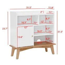 Colorblocking Storage Cabinet: Versatile Solid-Wood-Base Piece For Every Room In White -Tahanbath oak natural wood off white tahanbath pantry organizers z w1801p195703 76 1000