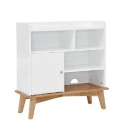 Colorblocking Storage Cabinet: Versatile Solid-Wood-Base Piece For Every Room In White -Tahanbath oak natural wood off white tahanbath pantry organizers z w1801p195703 c3 1000