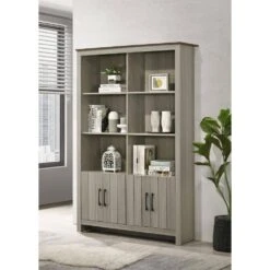 47 In. W X 12.50 In. D X 70.50 In. H Oak Wood Freestanding Linen Cabinet With Doors And 8-Shelves In Oak -Tahanbath oak tahanbath linen cabinets ct xl s00866 31 1000