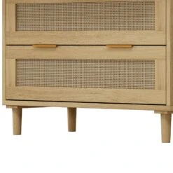 31.50 In. 3-Drawers Rattan Storage Cabinet Rattan Drawer, For Bedroom, Living Room, Dining Room, Hallways, Oak -Tahanbath oak tahanbath pantry organizers z w757104009 4f 1000