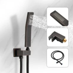 1-Spray Patterns Shower Head With Dual Wall Mount 1.5 GPM In Oil Rubbed Bronze -Tahanbath oil rubbed bronze tahanbath dual shower heads y w928 th6006 10orb 1f 1000