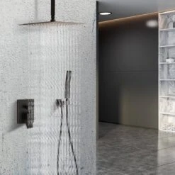 1-Spray Patterns Shower Head With Dual Wall Mount 1.5 GPM In Oil Rubbed Bronze -Tahanbath oil rubbed bronze tahanbath dual shower heads y w928 th6006 10orb 31 1000