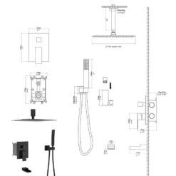 1-spray 16 In. Dual Shower Head Ceiling Mount And Handheld Shower Head 1.8 GPM In Oil-Rubbed Bronze -Tahanbath oil rubbed bronze tahanbath dual shower heads z w124381952 fa 1000