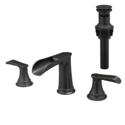 8 In. ORB Widespread Bathroom Sink Faucet With Double Levers, Pop-Up Drain And Hose