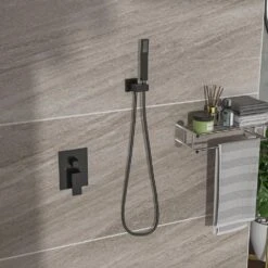 Dual Shower Head-12 In. Wall Mounted Square Shower System With Rough-in Valve, Oil Rubber Bronze -Tahanbath oil rubbed bronze tahanbath wall bar shower kits z w124381737 fa 1000