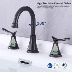 8 In. Widespread 2-Handle Bathroom Faucet With Drain Assembly In Oil Rubbed Bronze -Tahanbath oil rubbed bronze widespread bathroom faucets x dr 3007b orb 31 1000