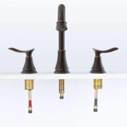 8 In. Widespread 2-Handle Bathroom Faucet With Drain Assembly In Oil Rubbed Bronze -Tahanbath oil rubbed bronze widespread bathroom faucets x dr 3007b orb 44 1000