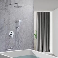 Single Handle 3-Spray High Pressure Tub And Shower Faucet Combo In Polished Chrome (Valve Included) -Tahanbath polished chrome bathtub shower faucet combos w1194 d96203cp zq 31 1000
