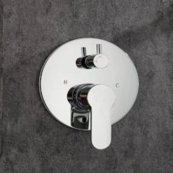 3-Spray Patterns With 2.5 GPM 12 In. Ceiling Mounted Dual Shower Heads Shower System Mix Set In Polished Chrome -Tahanbath polished chrome dual shower heads pzz 96205 cp kxc 4f 1000