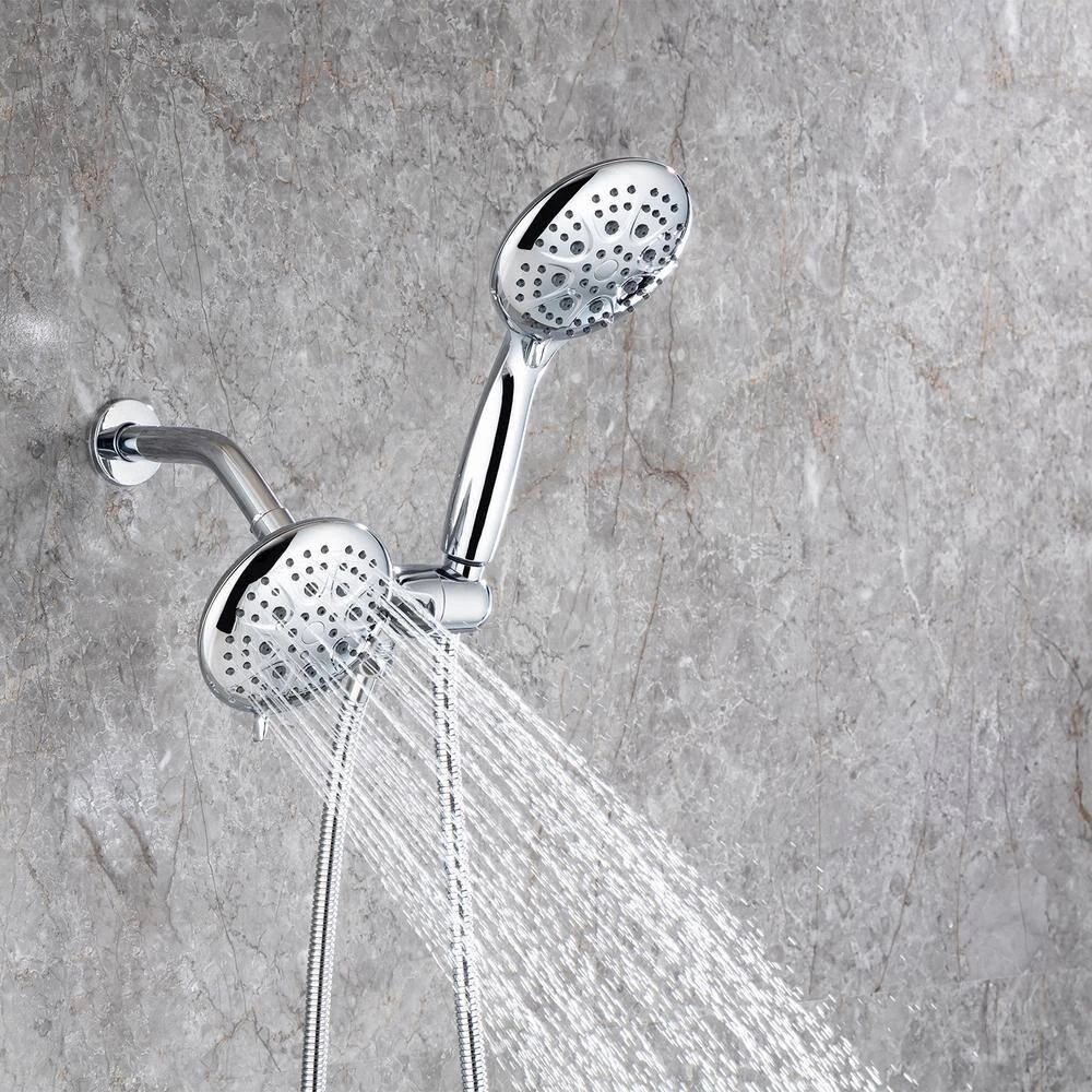 Modern 5-Spray Patterns With 2.5 GPM 4.68 In. Wall Mount Dual Shower Heads With 71 In. Shower Hose In Polished Chrome 12 Modern 5-Spray Patterns With 2.5 GPM 4.68 In. Wall Mount Dual Shower Heads With 71 In. Shower Hose In Polished Chrome - Image 12