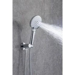 3-Spray Patterns With 2.5 GPM 10 In. Wall Mount Shower Set Dual Shower Heads With Handheld Spray In Polished Chrome -Tahanbath polished chrome dual shower heads w1194 d96202cp zq 66 1000
