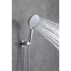 3-Spray Patterns With 2.5 GPM 10 In. Wall Mount Shower Set Dual Shower Heads With Handheld Spray In Polished Chrome -Tahanbath polished chrome dual shower heads w1194 d96202cp zq 76 1000