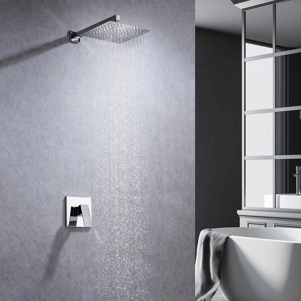 1-Spray Patterns With 2.5 GPM 10 In. Wall Mount Rain Fixed Shower Head In Polished Chrome (Valve Included) 2 1-Spray Patterns With 2.5 GPM 10 In. Wall Mount Rain Fixed Shower Head In Polished Chrome (Valve Included) - Image 2