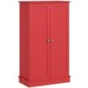 11.80 In. W X 23.60 In. D X 40.90 In. H Red MDF Freestanding Linen Cabinet With 12 Door Shelves And Double Doors In Red