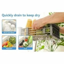 Silver Stainless Steel Retractable Dish Rack To Solve Fruit And Vegetable Solution -Tahanbath silver tahanbath dish racks ct cl 75rglp 66 1000