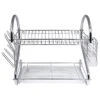 2 Tier Chrome S-Shaped Dish Rack With Side-Mounting Mug Stand And Cutlery Holder