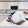 Silver Stainless Steel Standing Dish Rack With Drainboard For Kitchen