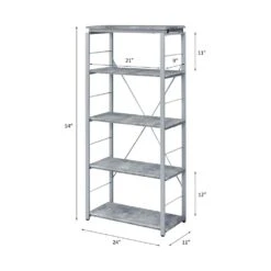 24 In. W X 11 In. D X 54 In. H Silver Wood Freestanding Linen Cabinet With 5 Shelves For Home Office In Silver -Tahanbath silver tahanbath linen cabinets ct xl p326185 c3 1000