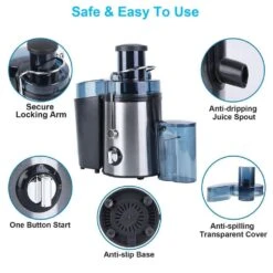 2-Speed Centrifugal Juicer: 1000W, 17 Oz. Cup, 54 Oz .Pulp Collector And 3.6 In. Chute -Tahanbath silver tahanbath specialty kitchen gadgets z w465p230331 44 1000