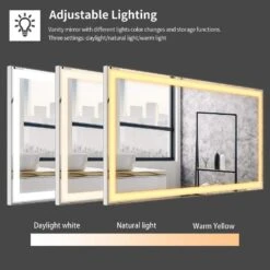 48 In. W X 24 In. H Framed Large Rectangular Aluminium Dimmable Wall Bathroom Vanity Mirror In Silver With LED Light -Tahanbath silver tahanbath vanity mirrors dj w70832310 zq 44 1000