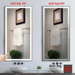 48 In. W X 24 In. H Framed Large Rectangular Aluminium Dimmable Wall Bathroom Vanity Mirror In Silver With LED Light -Tahanbath silver tahanbath vanity mirrors dj w70832310 zq 4f 1000