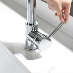 Single Handle Deck Mount Pull Down Sprayer Kitchen Faucet In Silver -Tahanbath siver pull down kitchen faucets q xy 289c 45 c3 1000