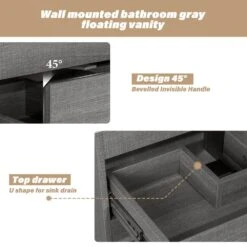 18 In. W X 19 In. H Bath Vanity In Gray With MDF Vanity Top In Black With Black Basin (1*Sink) -Tahanbath tahanbath bathroom vanities with tops q xuyan k2152 b 1f 1000