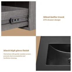 18 In. W X 19 In. H Bath Vanity In Gray With MDF Vanity Top In Black With Black Basin (1*Sink) -Tahanbath tahanbath bathroom vanities with tops q xuyan k2152 b 4f 1000