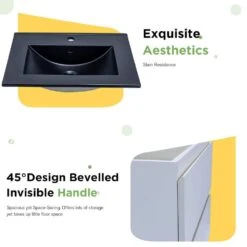 18 In. W X 19 In. H X 4.72 In.D Bath Vanity In White With MDF Vanity Top In Black With Black Basin -Tahanbath tahanbath bathroom vanities with tops q xuyan k2152wh b 1f 1000