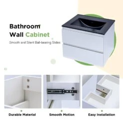18 In. W X 19 In. H X 4.72 In.D Bath Vanity In White With MDF Vanity Top In Black With Black Basin -Tahanbath tahanbath bathroom vanities with tops q xuyan k2152wh b 4f 1000