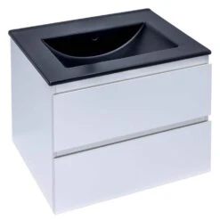 18 In. W X 19 In. H X 4.72 In.D Bath Vanity In White With MDF Vanity Top In Black With Black Basin