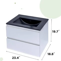 18 In. W X 19 In. H X 4.72 In.D Bath Vanity In White With MDF Vanity Top In Black With Black Basin -Tahanbath tahanbath bathroom vanities with tops q xuyan k2152wh b 66 1000